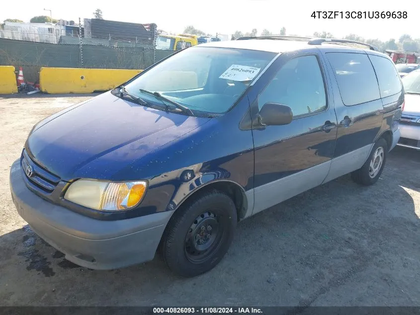 2001 Toyota Sienna Le VIN: 4T3ZF13C81U369638 Lot: 40826093