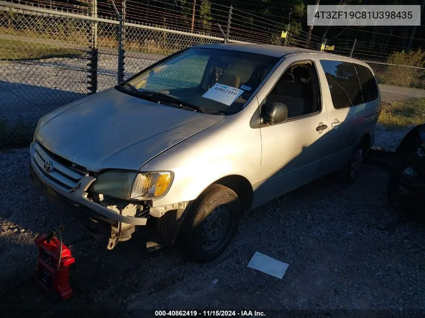 2001 Toyota Sienna Ce VIN: 4T3ZF19C81U398435 Lot: 40862419