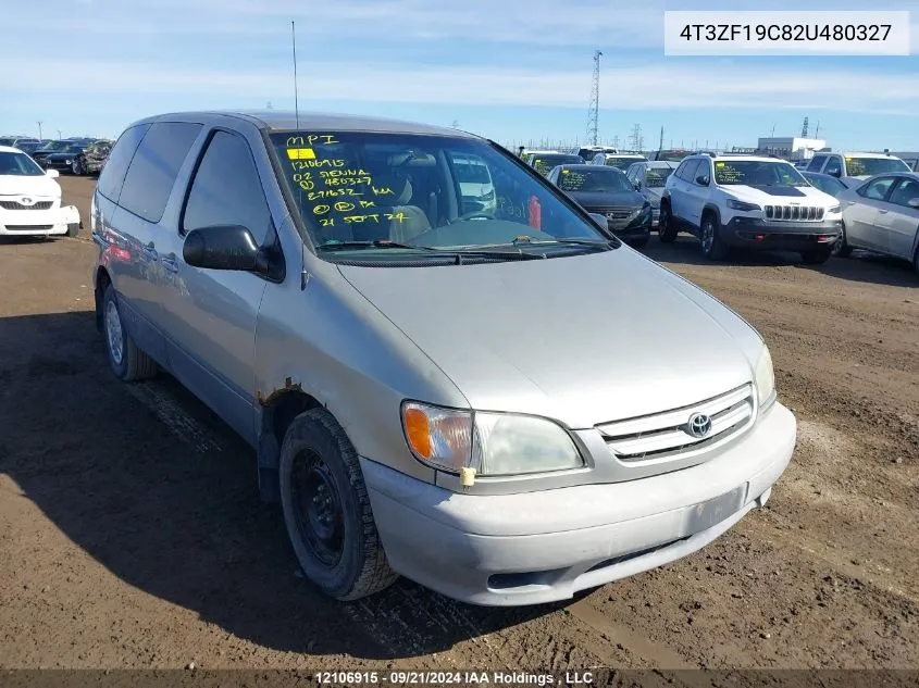 2002 Toyota Sienna Ce VIN: 4T3ZF19C82U480327 Lot: 12106915