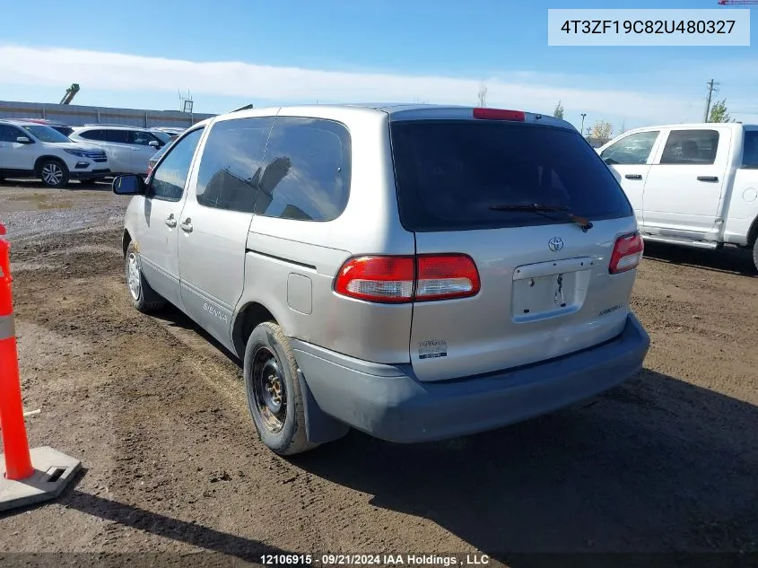 2002 Toyota Sienna Ce VIN: 4T3ZF19C82U480327 Lot: 12106915