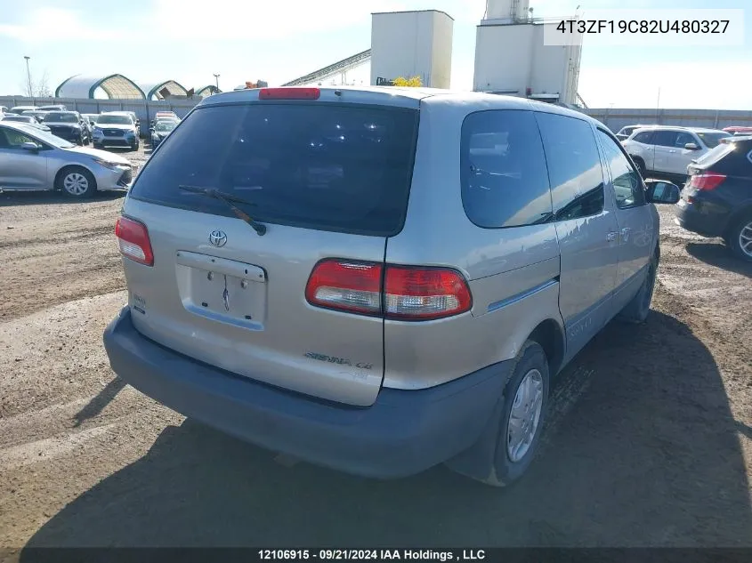 2002 Toyota Sienna Ce VIN: 4T3ZF19C82U480327 Lot: 12106915