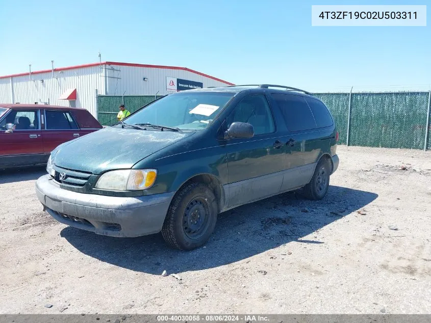 2002 Toyota Sienna Ce VIN: 4T3ZF19C02U503311 Lot: 40030058