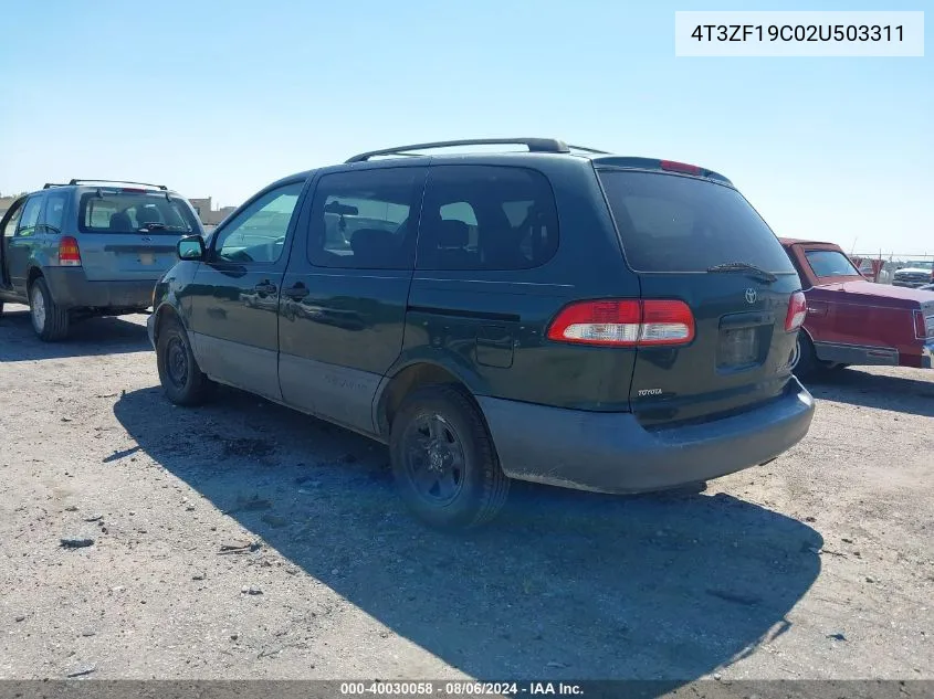 2002 Toyota Sienna Ce VIN: 4T3ZF19C02U503311 Lot: 40030058