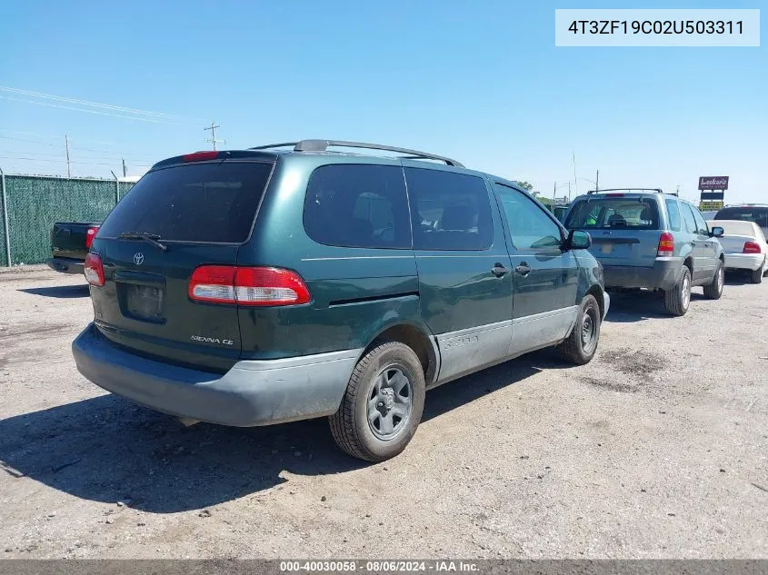 2002 Toyota Sienna Ce VIN: 4T3ZF19C02U503311 Lot: 40030058