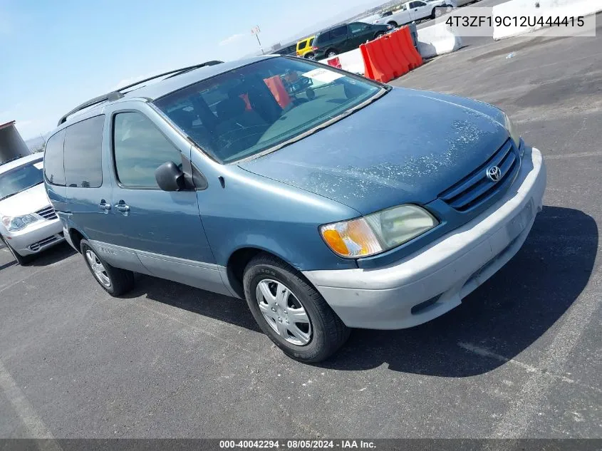 2002 Toyota Sienna Ce VIN: 4T3ZF19C12U444415 Lot: 40042294