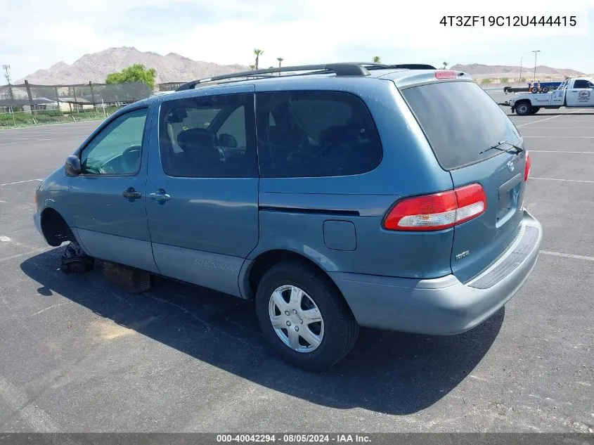 2002 Toyota Sienna Ce VIN: 4T3ZF19C12U444415 Lot: 40042294