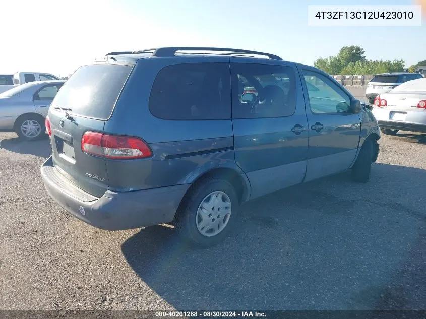 2002 Toyota Sienna Le VIN: 4T3ZF13C12U423010 Lot: 40201288