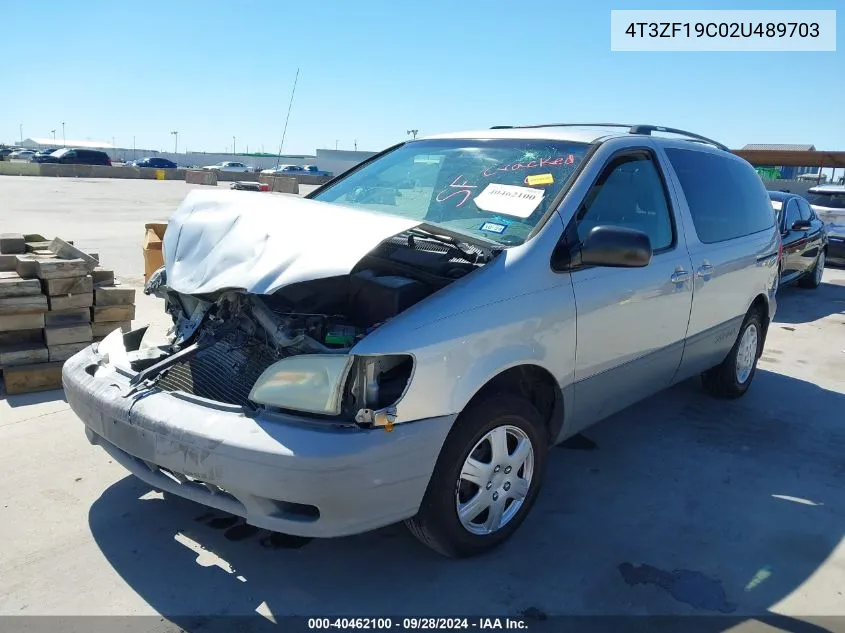 2002 Toyota Sienna Ce VIN: 4T3ZF19C02U489703 Lot: 40462100