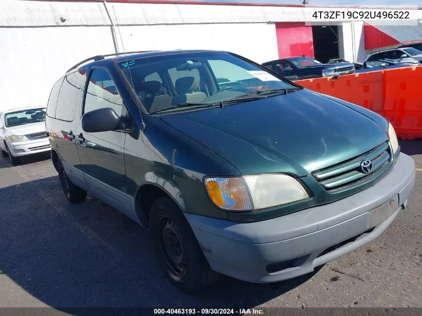 2002 Toyota Sienna Ce VIN: 4T3ZF19C92U496522 Lot: 40463193