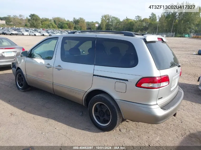 2002 Toyota Sienna Xle VIN: 4T3ZF13C02U417327 Lot: 40482097