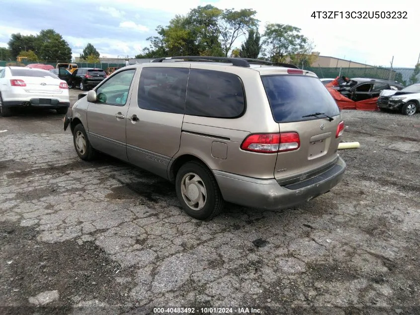 2002 Toyota Sienna Le VIN: 4T3ZF13C32U503232 Lot: 40483492