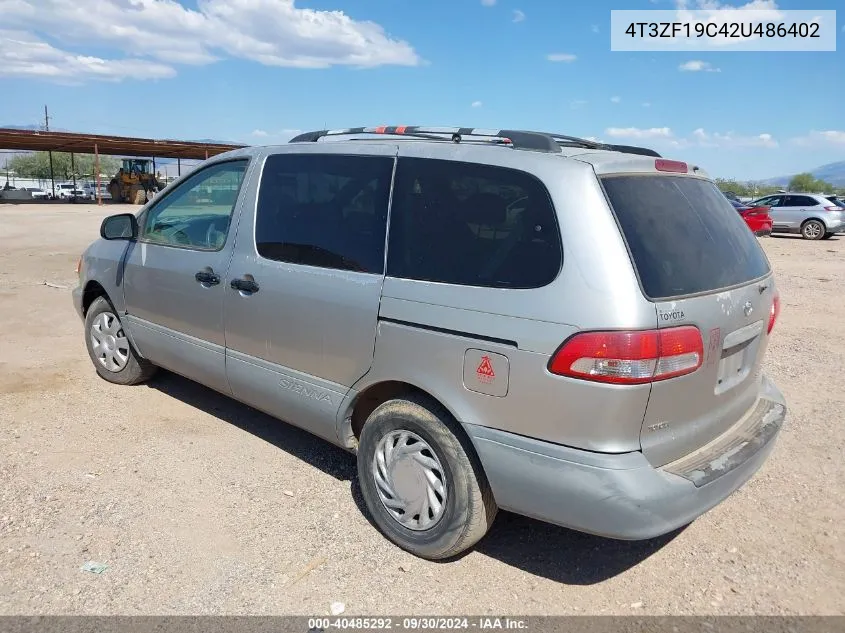 2002 Toyota Sienna Ce VIN: 4T3ZF19C42U486402 Lot: 40485292