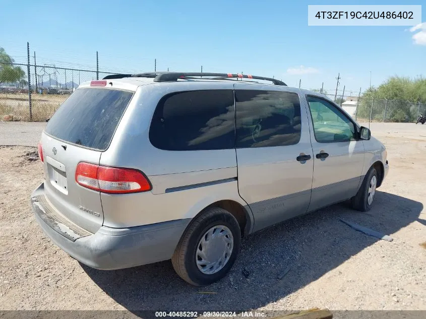 2002 Toyota Sienna Ce VIN: 4T3ZF19C42U486402 Lot: 40485292