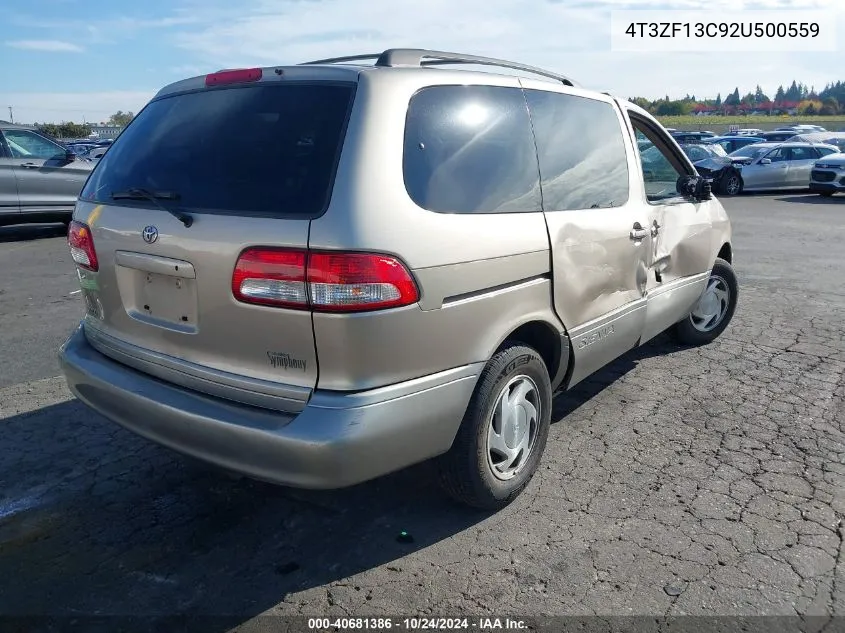 2002 Toyota Sienna Le VIN: 4T3ZF13C92U500559 Lot: 40681386