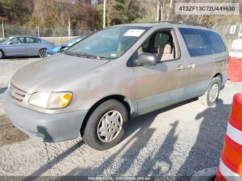 2002 Toyota Sienna Le VIN: 4T3ZF13C72U449630 Lot: 40837513