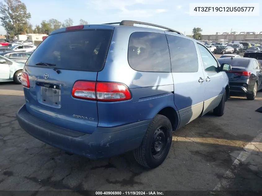 2002 Toyota Sienna Ce VIN: 4T3ZF19C12U505777 Lot: 40906980