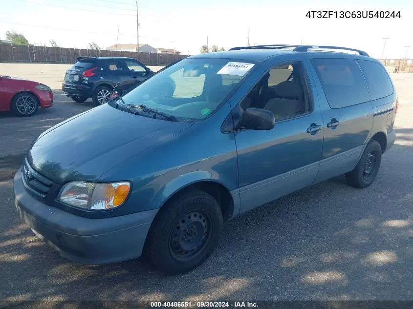 2003 Toyota Sienna Le VIN: 4T3ZF13C63U540244 Lot: 40486551