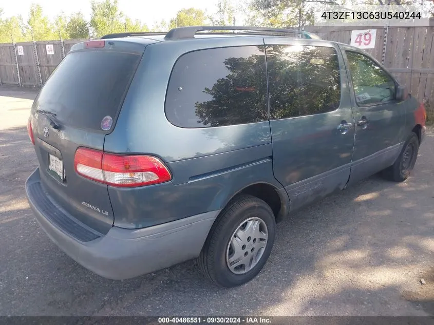 2003 Toyota Sienna Le VIN: 4T3ZF13C63U540244 Lot: 40486551