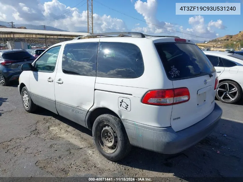 2003 Toyota Sienna Ce VIN: 4T3ZF19C93U531240 Lot: 40871441