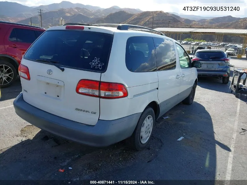 2003 Toyota Sienna Ce VIN: 4T3ZF19C93U531240 Lot: 40871441