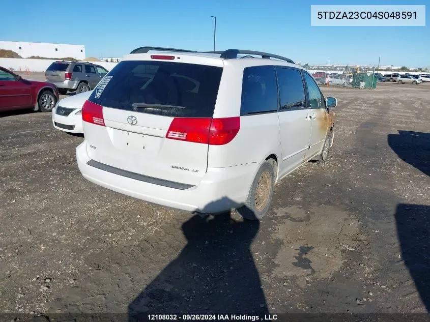 2004 Toyota Sienna Ce/Le VIN: 5TDZA23C04S048591 Lot: 12108032