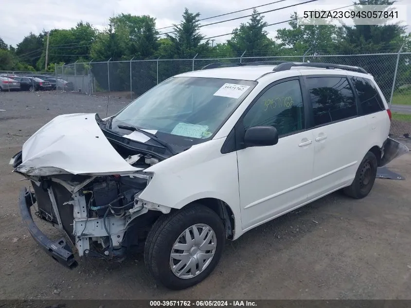 2004 Toyota Sienna Le VIN: 5TDZA23C94S057841 Lot: 39571762