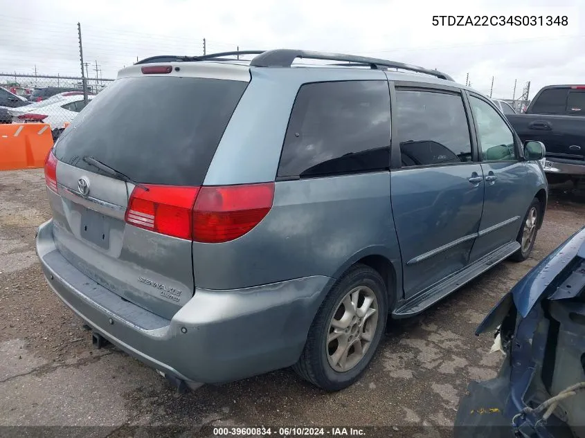 2004 Toyota Sienna Xle Limited VIN: 5TDZA22C34S031348 Lot: 39600834