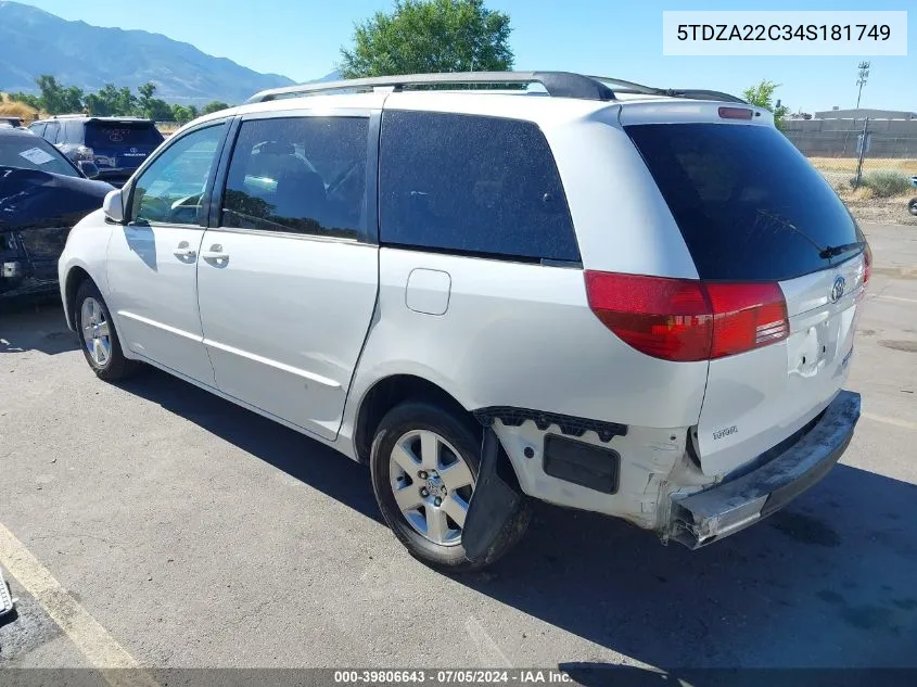 5TDZA22C34S181749 2004 Toyota Sienna Xle