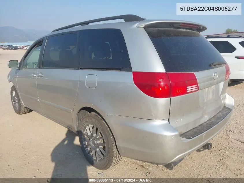 2004 Toyota Sienna Xle/Xle Limited VIN: 5TDBA22C04S006277 Lot: 39895113