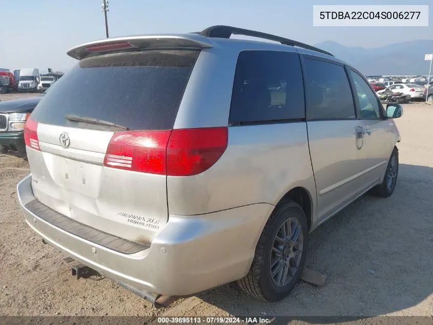 2004 Toyota Sienna Xle/Xle Limited VIN: 5TDBA22C04S006277 Lot: 39895113