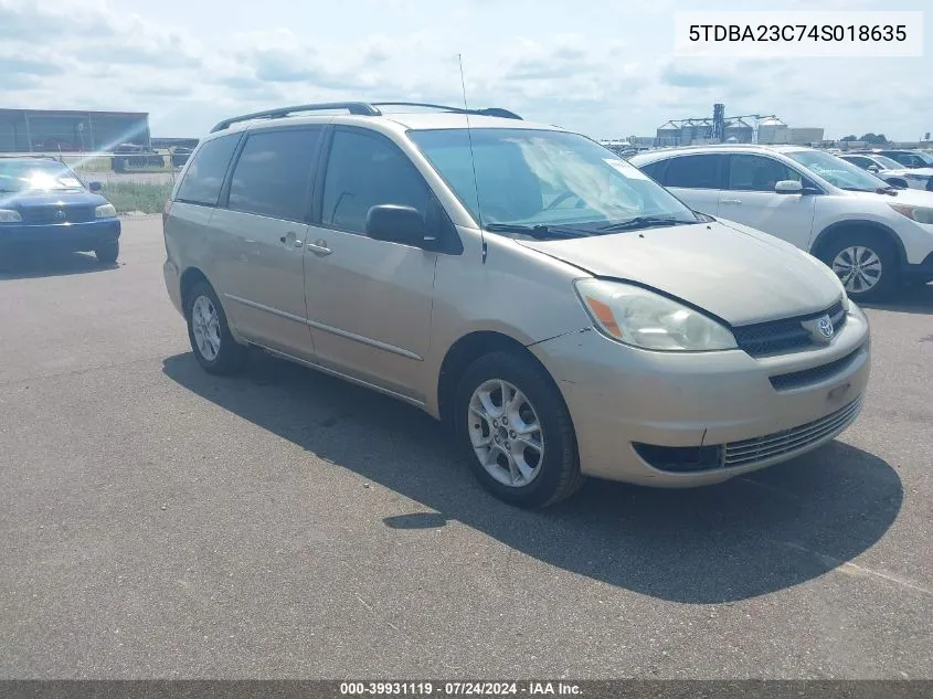 2004 Toyota Sienna Le VIN: 5TDBA23C74S018635 Lot: 39931119