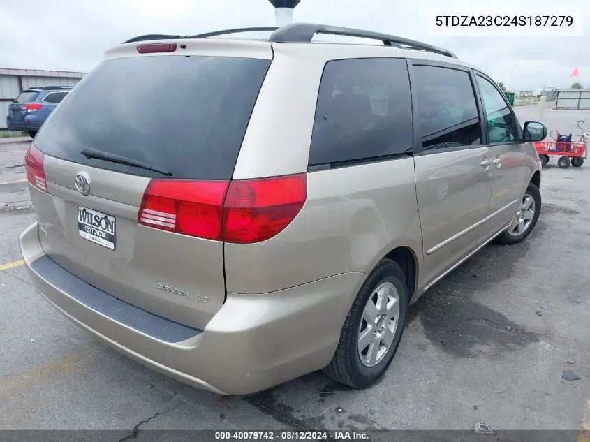 2004 Toyota Sienna Le VIN: 5TDZA23C24S187279 Lot: 40079742