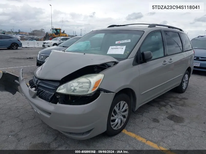 2004 Toyota Sienna Le VIN: 5TDZA23C94S118041 Lot: 40299162