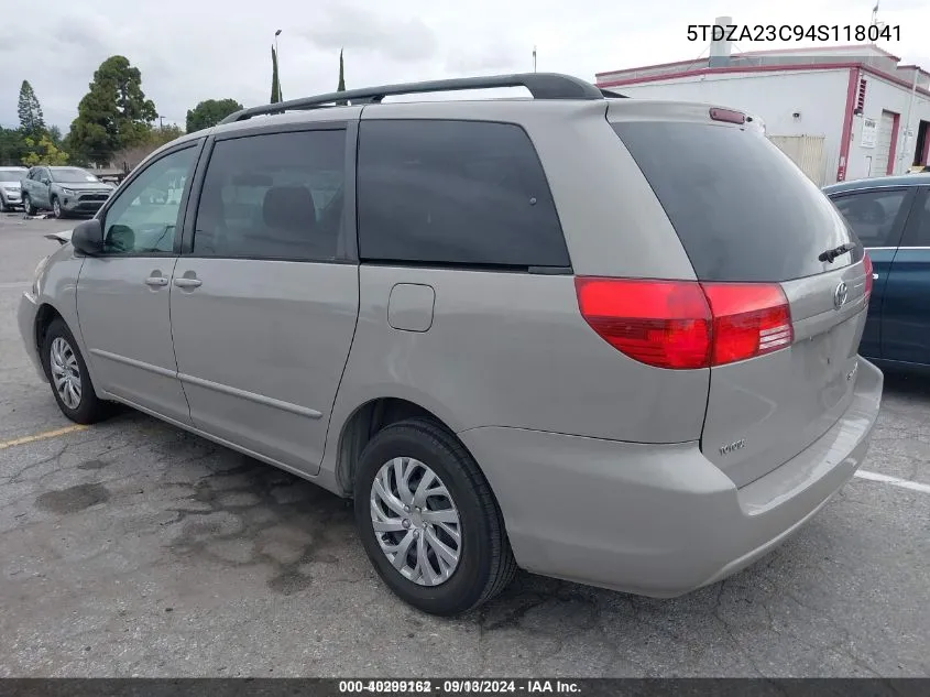 2004 Toyota Sienna Le VIN: 5TDZA23C94S118041 Lot: 40299162