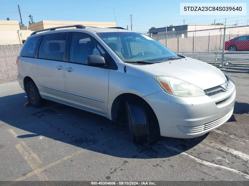 2004 Toyota Sienna Ce VIN: 5TDZA23C84S039640 Lot: 40304606