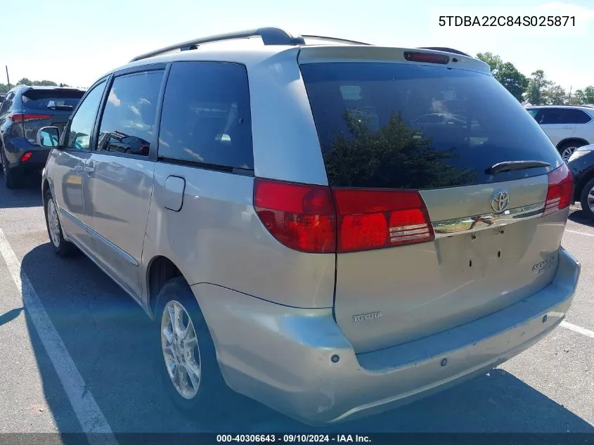 2004 Toyota Sienna Xle Limited VIN: 5TDBA22C84S025871 Lot: 40306643