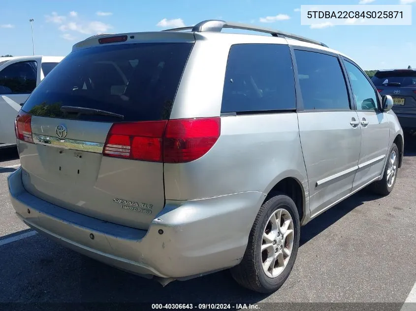 2004 Toyota Sienna Xle Limited VIN: 5TDBA22C84S025871 Lot: 40306643