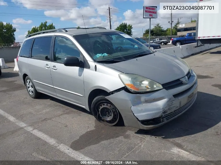 2004 Toyota Sienna Le VIN: 5TDZA23C04S087701 Lot: 40360627