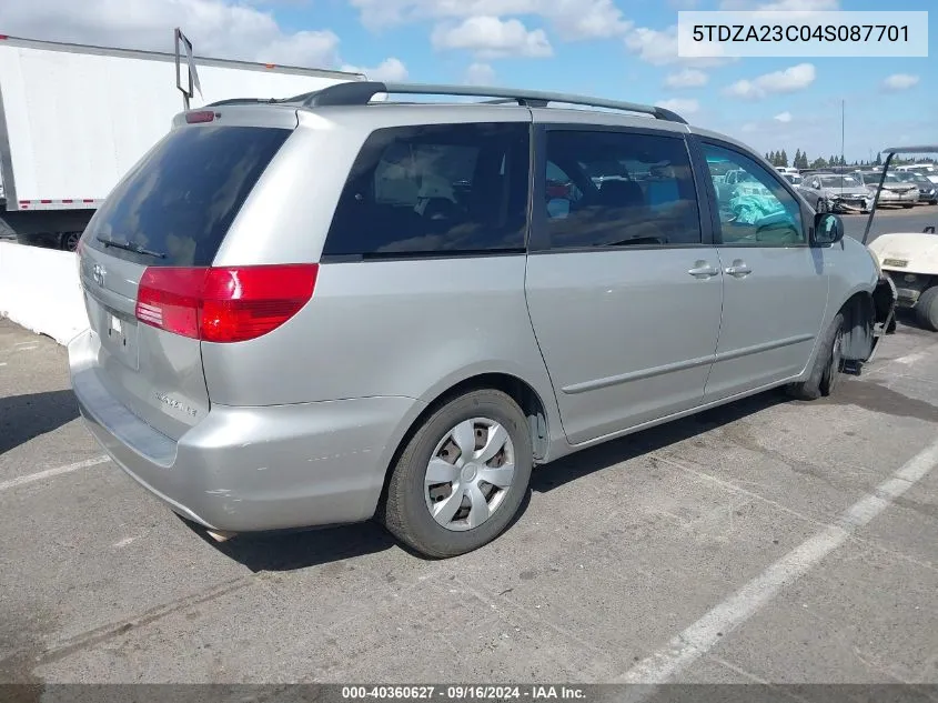 2004 Toyota Sienna Le VIN: 5TDZA23C04S087701 Lot: 40360627