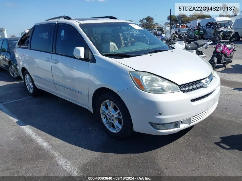 2004 Toyota Sienna Xle Limited VIN: 5TDZA22C94S210137 Lot: 40383640