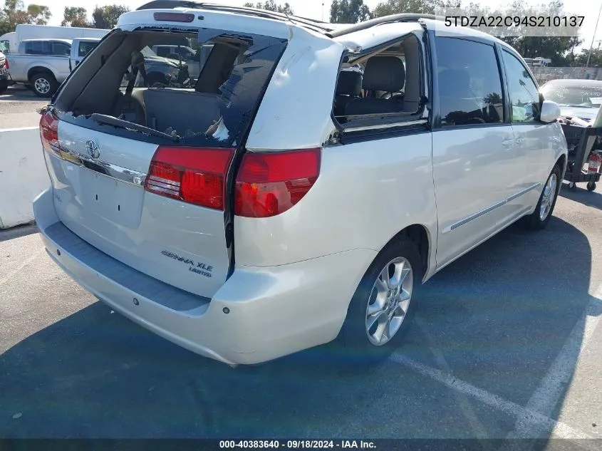 2004 Toyota Sienna Xle Limited VIN: 5TDZA22C94S210137 Lot: 40383640