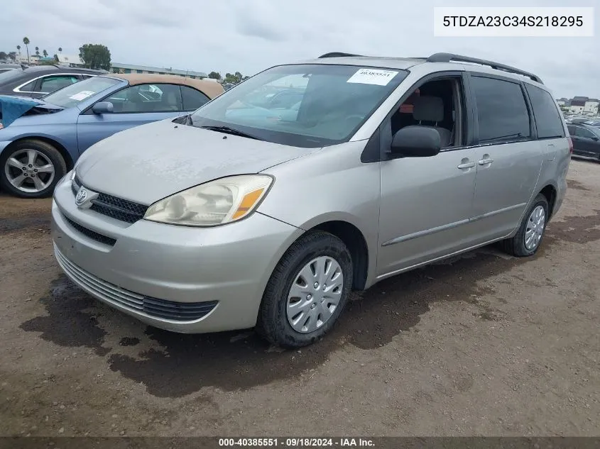 2004 Toyota Sienna Ce VIN: 5TDZA23C34S218295 Lot: 40385551