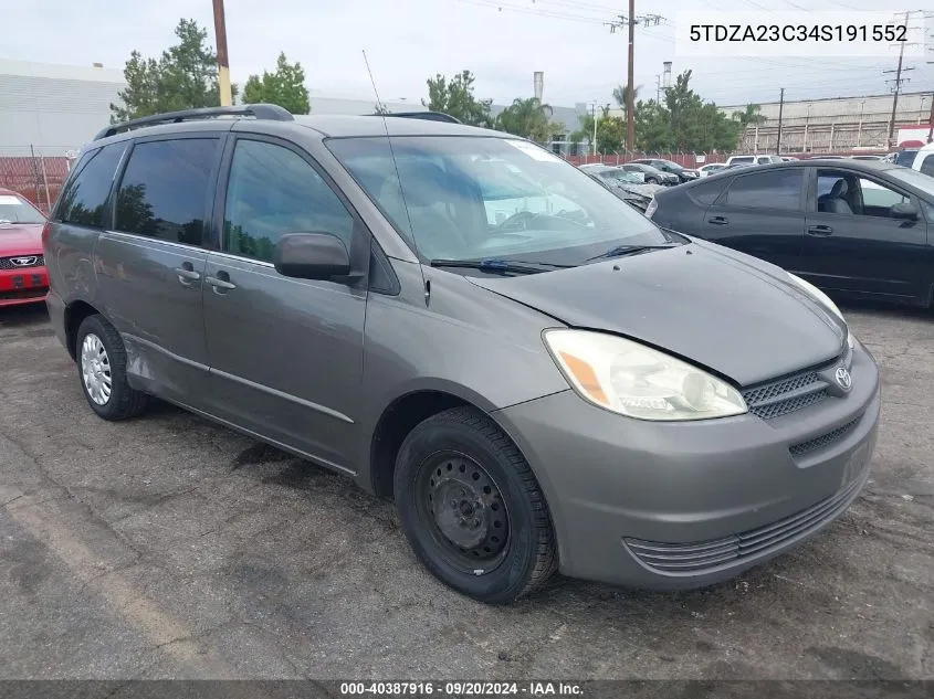 2004 Toyota Sienna Le VIN: 5TDZA23C34S191552 Lot: 40387916