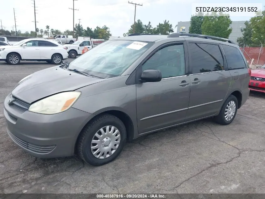 2004 Toyota Sienna Le VIN: 5TDZA23C34S191552 Lot: 40387916