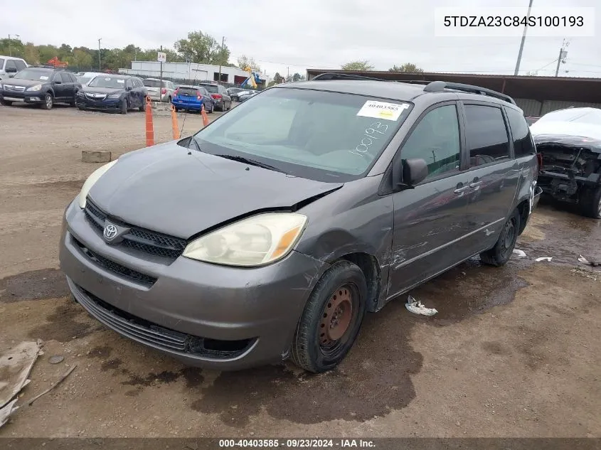 2004 Toyota Sienna Le VIN: 5TDZA23C84S100193 Lot: 40403585