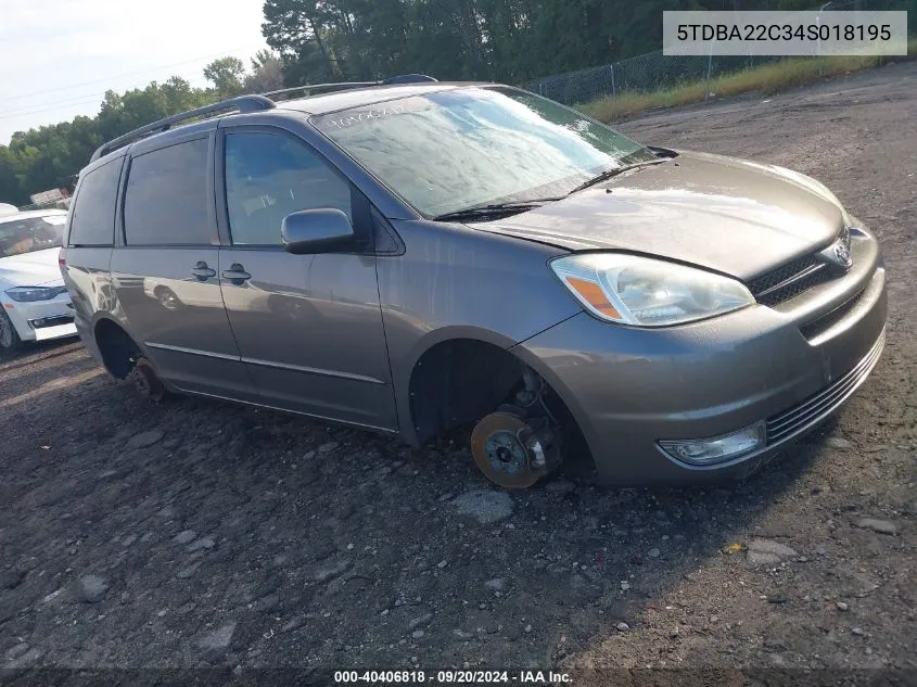 2004 Toyota Sienna Xle VIN: 5TDBA22C34S018195 Lot: 40406818