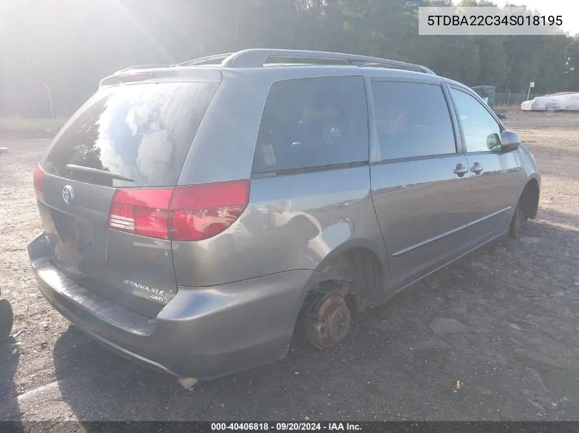 2004 Toyota Sienna Xle VIN: 5TDBA22C34S018195 Lot: 40406818