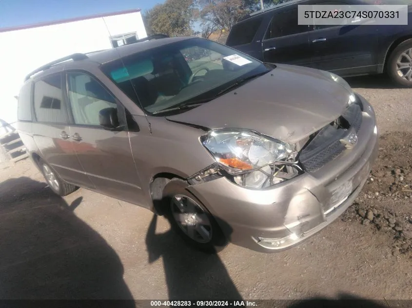 2004 Toyota Sienna Le VIN: 5TDZA23C74S070331 Lot: 40428283