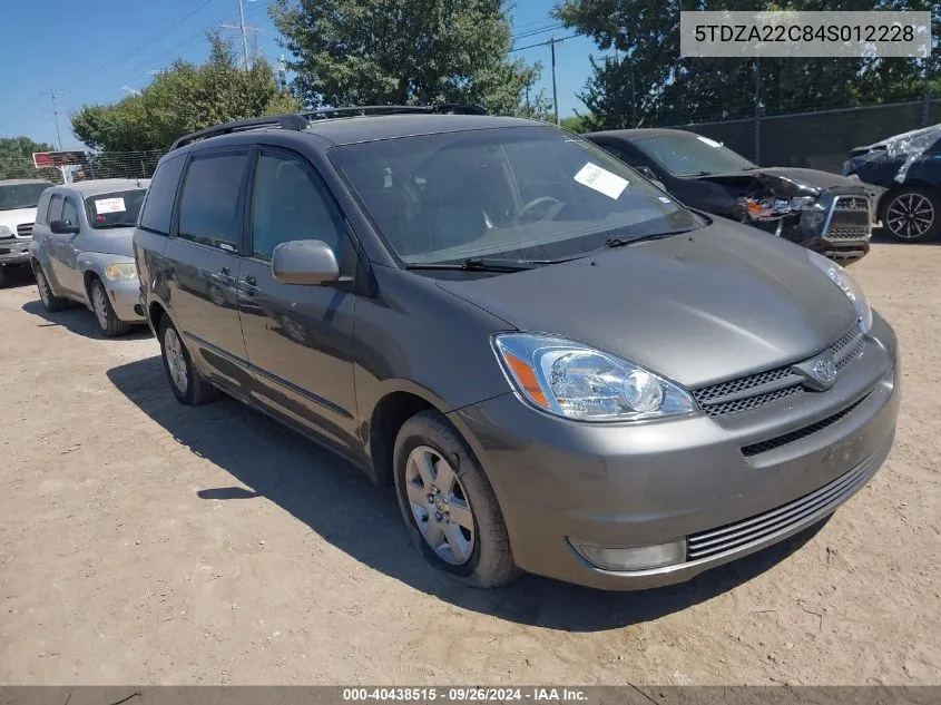 2004 Toyota Sienna Xle/Xle Limited VIN: 5TDZA22C84S012228 Lot: 40438515