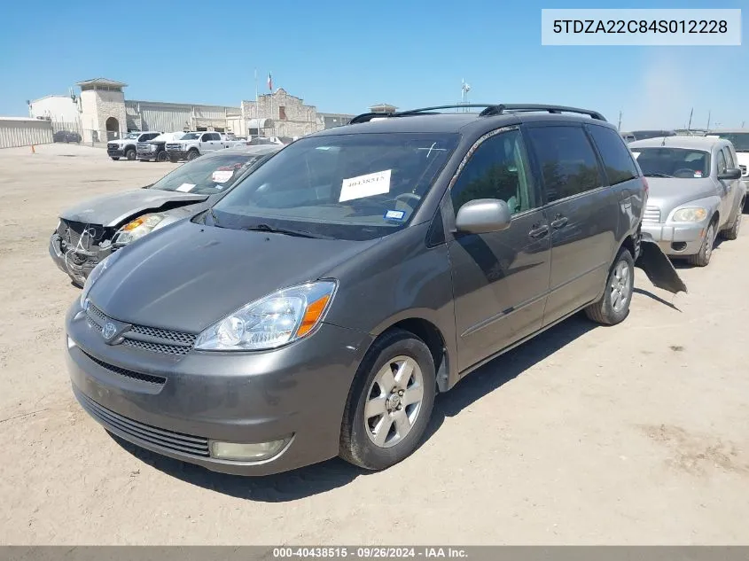 2004 Toyota Sienna Xle/Xle Limited VIN: 5TDZA22C84S012228 Lot: 40438515